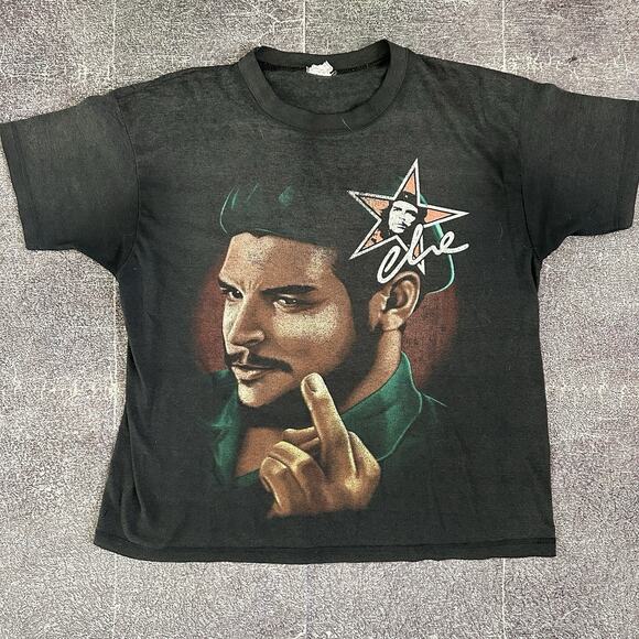 Men's Vintage 90's Che Guevara Black Mega Print Revolution T Shirt Tee Sz M Y2K - Picture 1 of 5